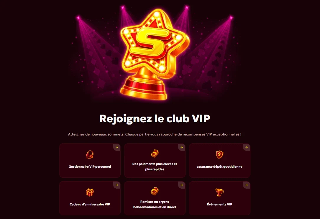 Spinobon : page du club VIP et ses avantages